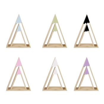 

Wooden Triangle Wall Frame DIY Wall Hanging Storage Book Shelves Rack Home Decor Shelf for Kids Baby Children Room