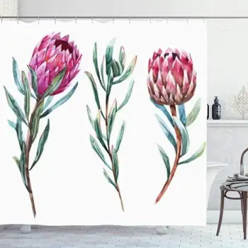 

Shower Curtain Set with Hooks 66x72 Inches Spring Watercolor Drawing Paint Random Bloom Voyage New Exotic Flower Nature Floral