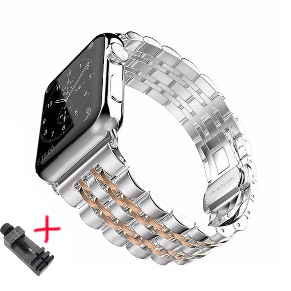 

Ремешок из нержавеющей стали для Apple Watch Band 42 мм 5 4 3 Iwatch Band 42 мм/38 мм, браслет для Apple Watch 5 Band 40 мм 44 мм