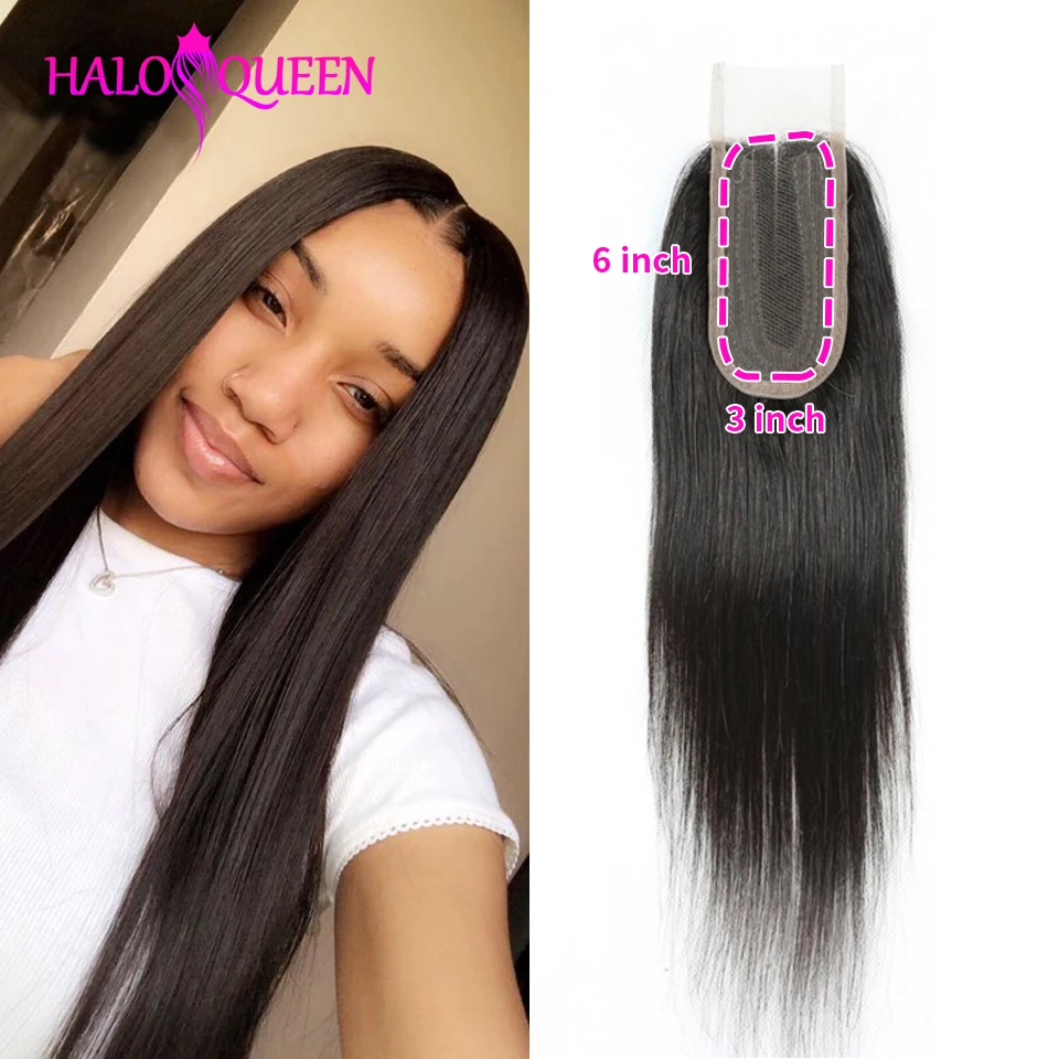 

HALOQUEEN Remy 3*6 Lace Closure Brazilian Human Hair New Style Closure Hair Line For Black Women Silky Straight Lace Closure