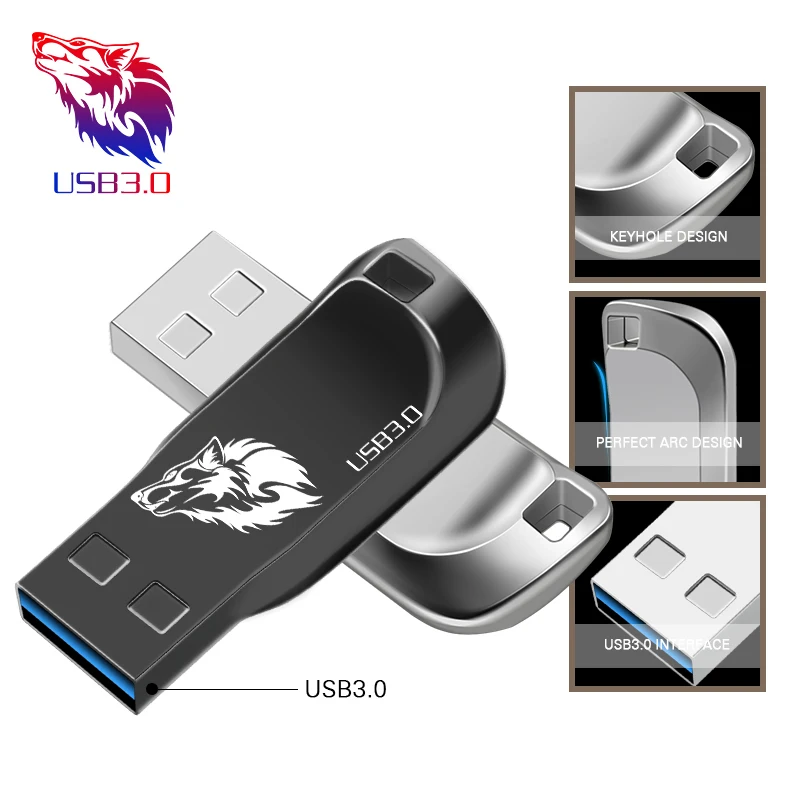 Металлический usb флеш накопитель в виде головы волка 3 0 дюйма 4 ГБ 8 64 128 ГБ|USB