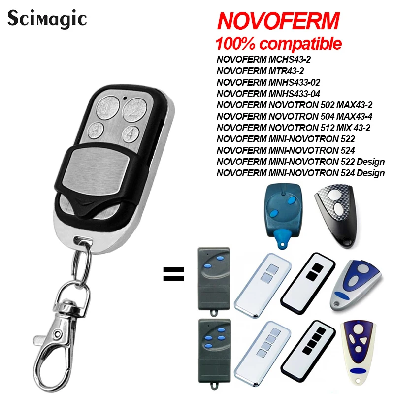 Abridor de puerta de garaje con Control remoto, 433MHz, para NOVOFERM NOVOTRON 502 MAX43-2 / 504 MAX43-4 / 512 MIX 43-2