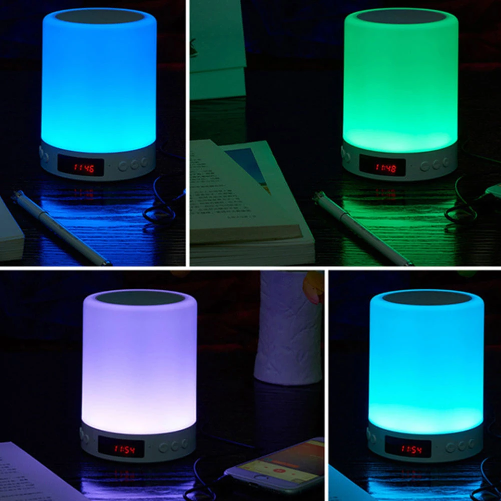  Colorful Night Light With Bluetooth Speaker Smart Portable Wireless Touch Control Desk Table Lamp T