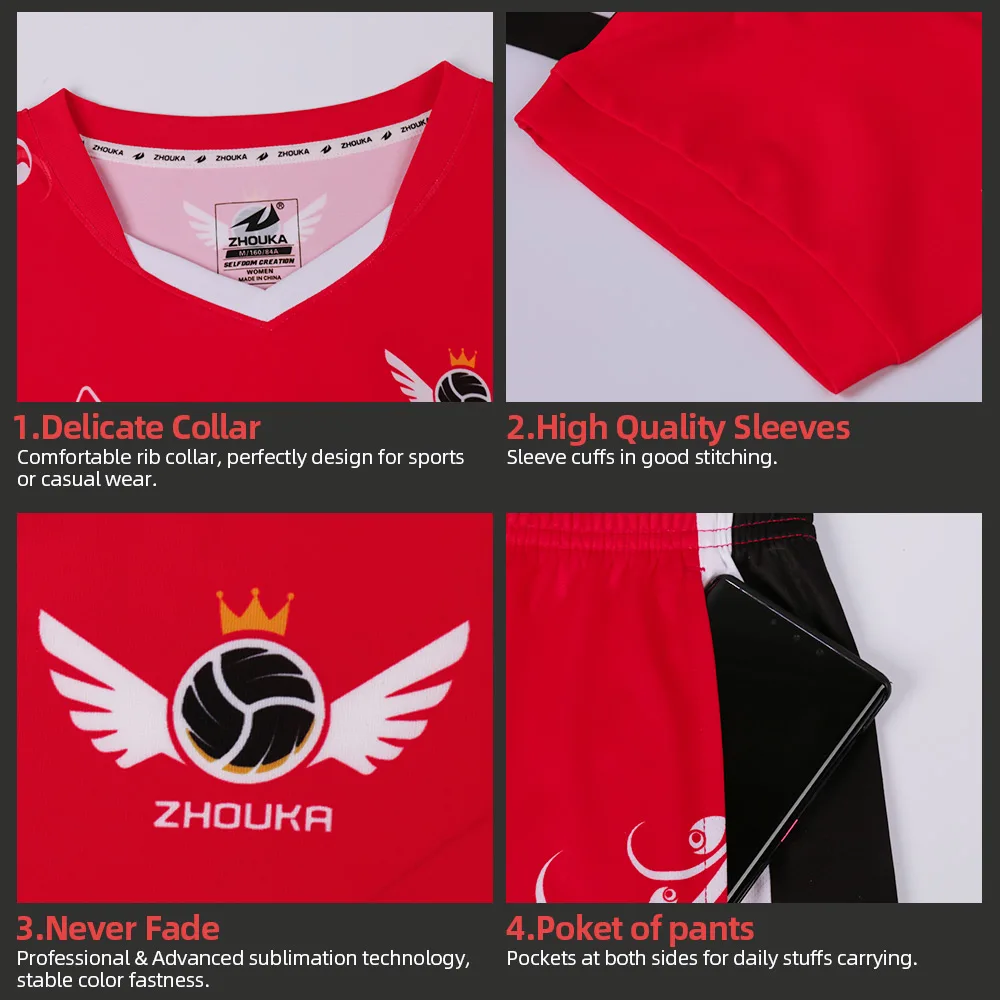 Unique design women volleyball jersey 100%ployter breathable volleyball uniforms design