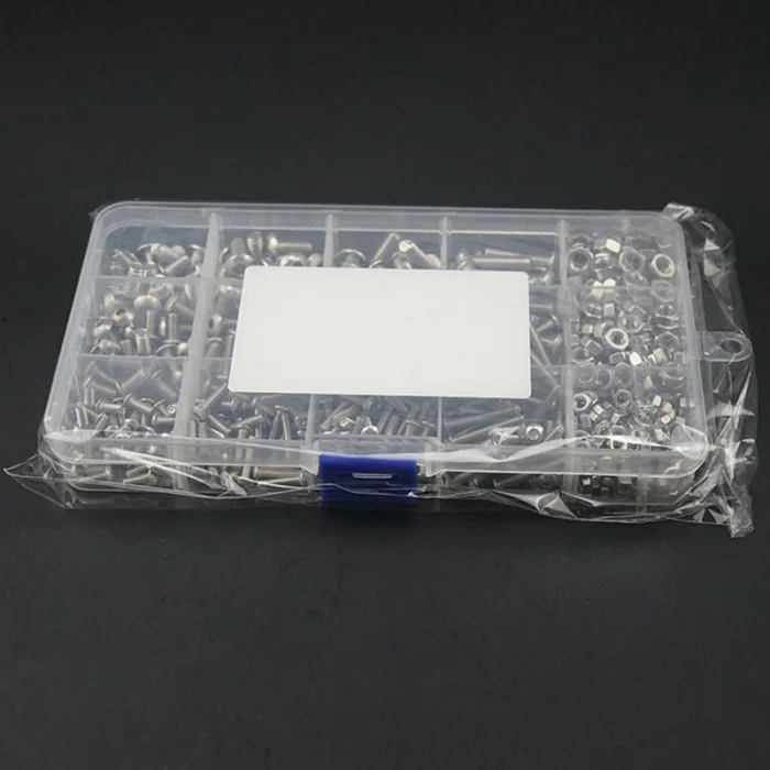 480Pcs M2-M4 Screws Set With Storage Box Stainless Steel Hex Socket Head Cap Screw Nut Kit SP99