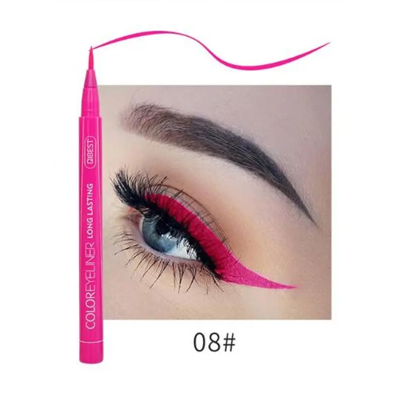 1Pcs Cat Eye Color Eyeliner Makeup Waterproof Neon Liquid Eye Liner Pencil Pen Make Up Comestics Long-lasting Black Makeup Tools - Цвет: 8