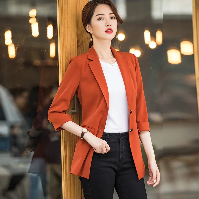 

Mid-length Suit Jacket Female Spring Three-quarter-length Sleeve Thin British Style Slim Fit Slimming Stripes Suit Versatile Fas