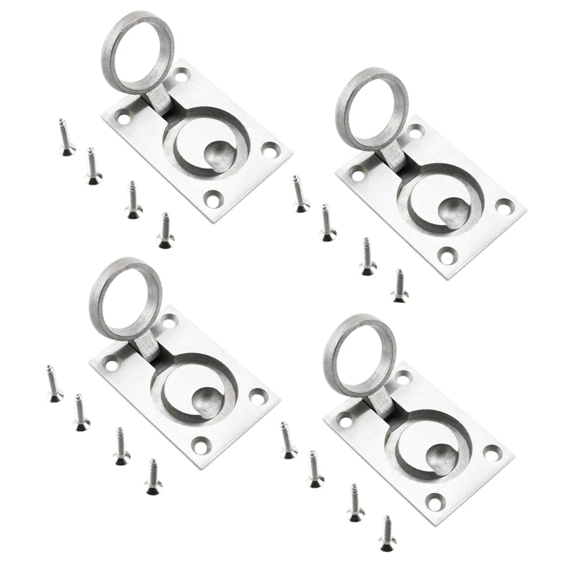

(4 Pack) Flush Ring Pull Handle Hatch Locker Cabinet Handle 63 x 44 mm Stainless Steel Marine Yacht Drawer Door Hardware