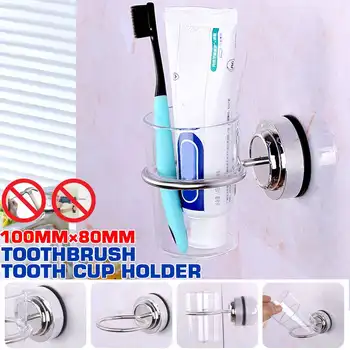 

Stainless Steel Toothbrush Tooth Cup Holder Wall Mounted Bath Single Cup Rack Bathroom Accessories