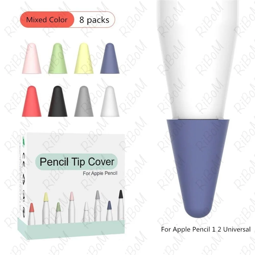 8pcs Stylus Pen Case Nib Protective Cover For Apple Pencil 1 2 Touch Screen Skin For Apple Pencil Silicone Replacement Tip Case
