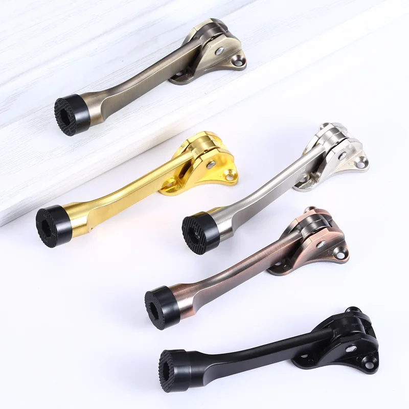 

4-Inch Door Stopper Hinge Metal Kickdown Door Stop Door Kickstand with Non-Slip Rubber Tip for Heavy Garage Door