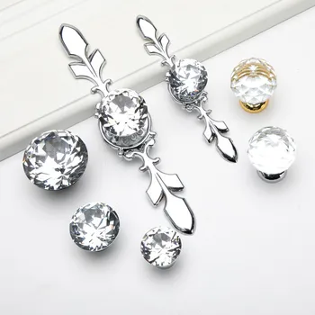 

KK&FENG Super Bright Single Hole Crystal Handle Jewelry Armoire Handle Kitchen Cabinet Door Pulls Crystal Handle For Drawer