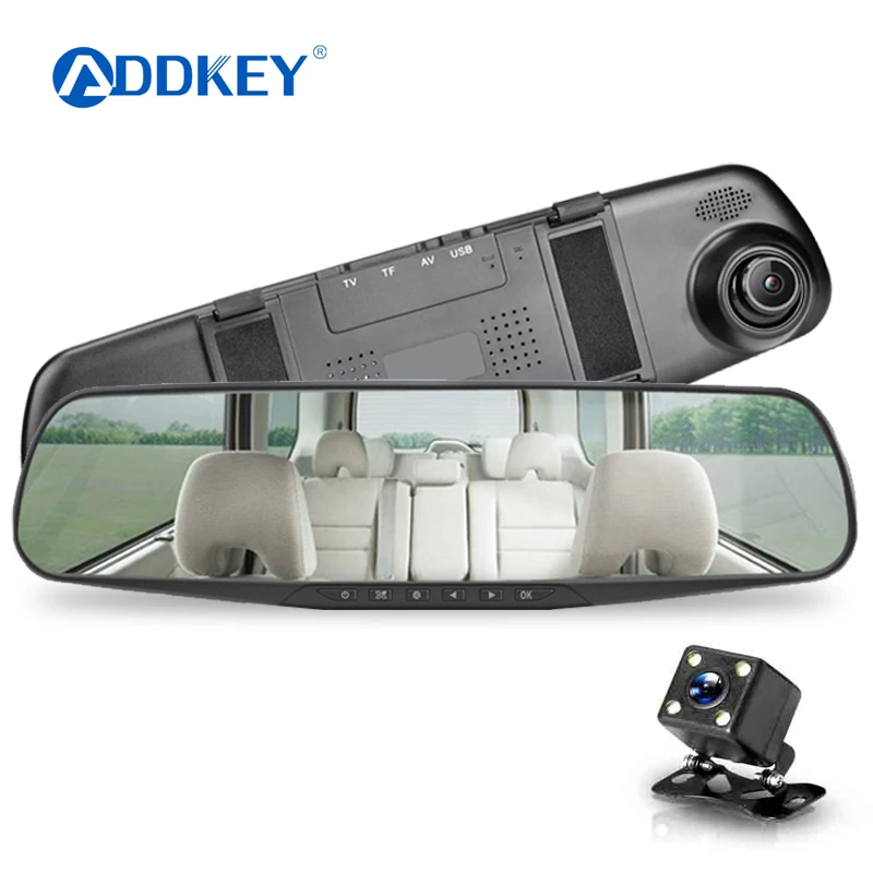 Автомобильный видеорегистратор ADDKEY FHD 1080P 4 3 дюйма цифровое зеркало заднего вида