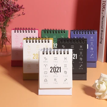 

2021 Twelve Constellation Series Mini Desk Calendar DIY Portable Desk Calendars Daily Schedule Planner 2020.07-2021.12