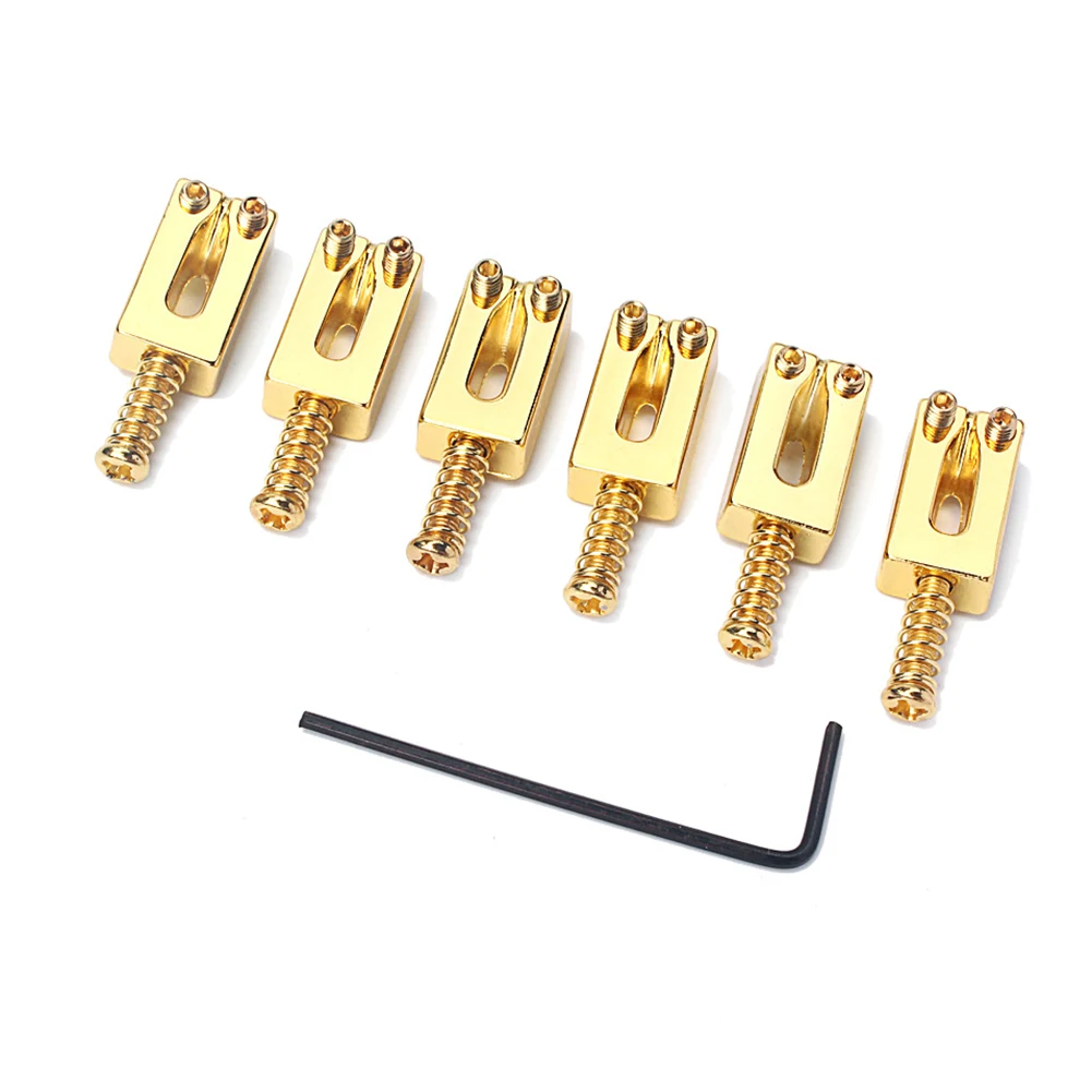 6Pcs Professional Brass Bridge Saddles Tool Kit with Wrench for Fender