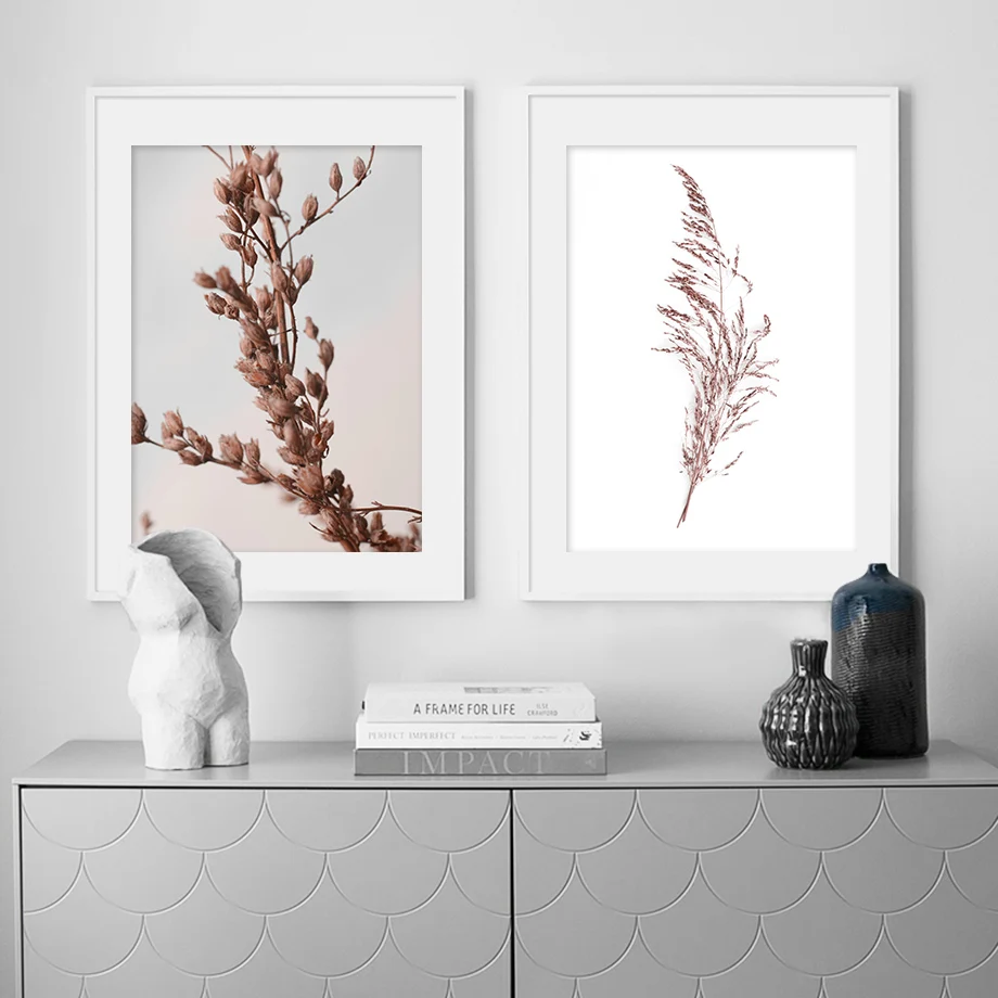 Розовый Рид трава цветок растение стены Искусство Картина абстрактный красивый холст плакат печать домашний декор настенная живопись для гостиной