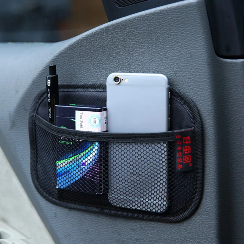 Car Seat Side Back Storage Net Magic Sticker Universal Bag Phone Holder Organizer Pen Card Debris Pocket Auto Accessories | Автомобили и