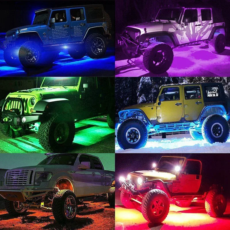 RGB светодиодный светильник на шасси для внедорожника, атмосферный светильник для мобильного телефона, управление Bluetooth, несколько режимов