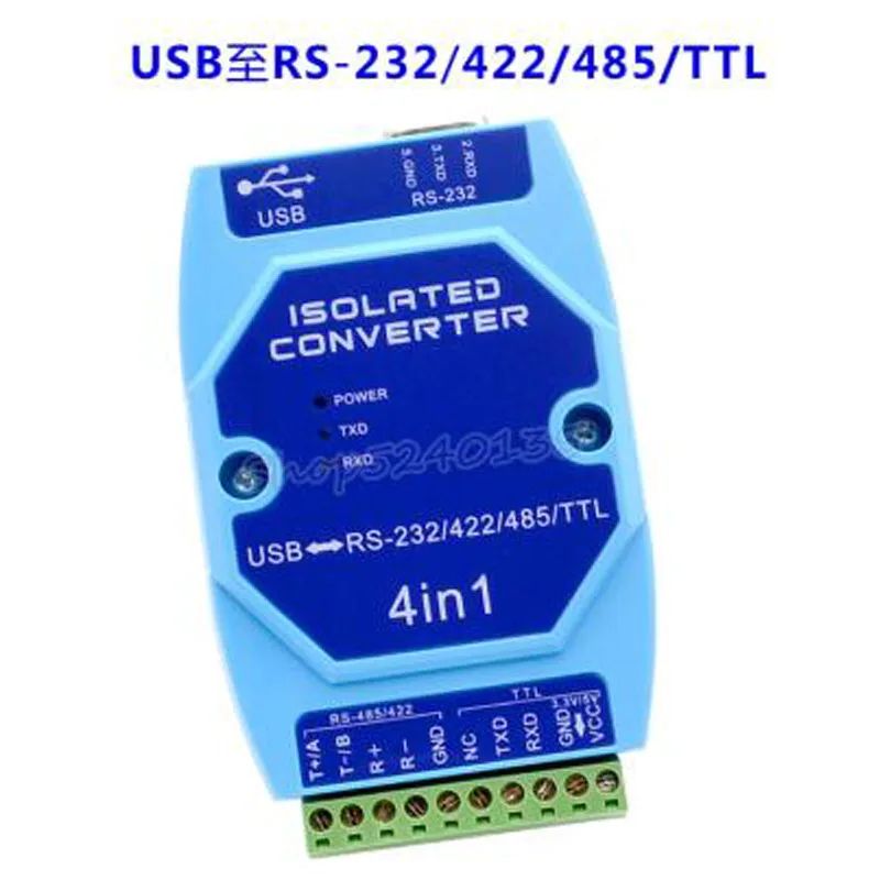 4 в 1 Промышленная Молниезащита фотоэлектрическая изоляция USB к RS485/RS422/RS232 TTL