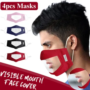 

4Pcs Facemask Mascarilla Mask With Clear Window Visible Expression For The Deaf And Hard Of Hearing