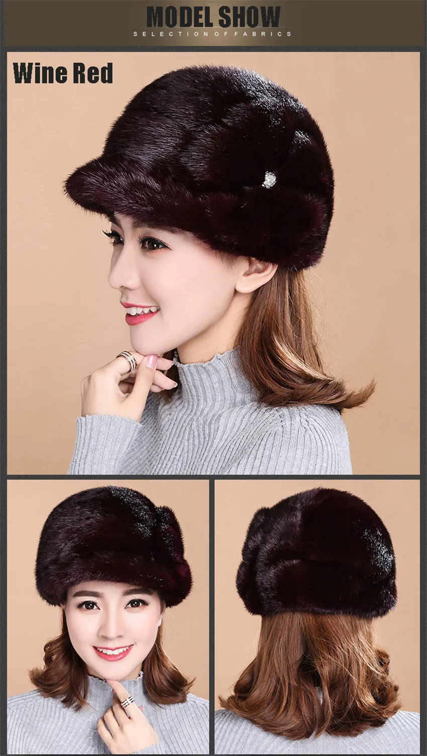 Invierno Damas Sombrero Piel Sombrero Estampado цветочный Moda Lujo Damas Sombrero