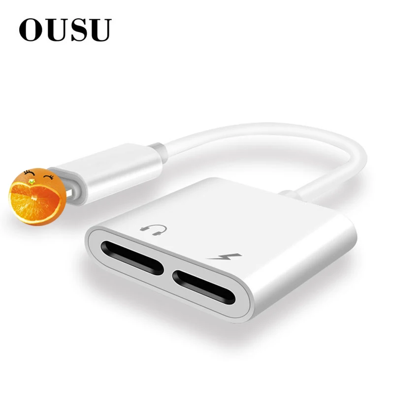 

OUSU 2in1 2.4A Fast Charging AUX Cable Charger Splitter Headphones Adapter For iphone Adapter For Lightning iphone 7 8 plus