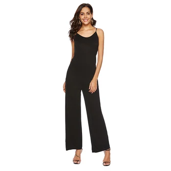 

Sexy Women Off Shoulder Jumpsuit Rompers spaghetti strap wide legs Bodycon Jumpsuit 3 Colors Solid Romper Trousers