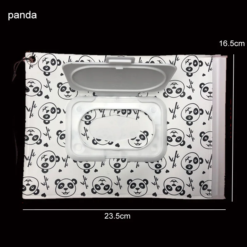 panda Экологичная коробка для детских салфеток с ремнем-защелкой, портативная раскладушка, косметичка, мешок для влажных салфеток, контейнер для салфеток, легко носить с собой, чистые салфетки - Цвет: panda