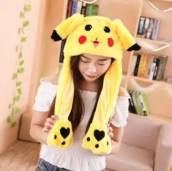 Pokemon pikachu dos desenhos animados orelha longa chapéu cosplay bonito decorativo inverno coelho bonés coloridos brinquedos de pelúcia para o menino menina novo