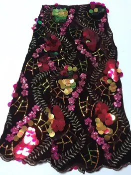 

2019 Latest Luxury African Embroidery Velvet Sequins Lace Dress Fabric Wedding Dress Bridal Lace Fabrics