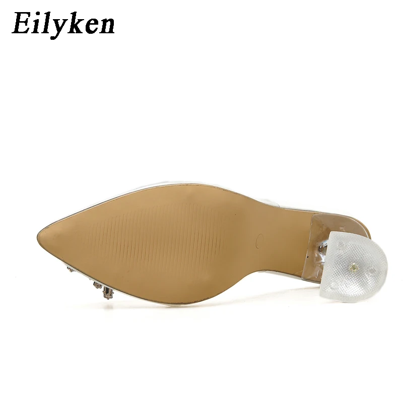 Eilyken/Новинка; прозрачные туфли-лодочки из ПВХ; Каблук из плексигласа; Высокий каблук-шпилька; острый носок; со стразами; женские свадебные туфли-лодочки