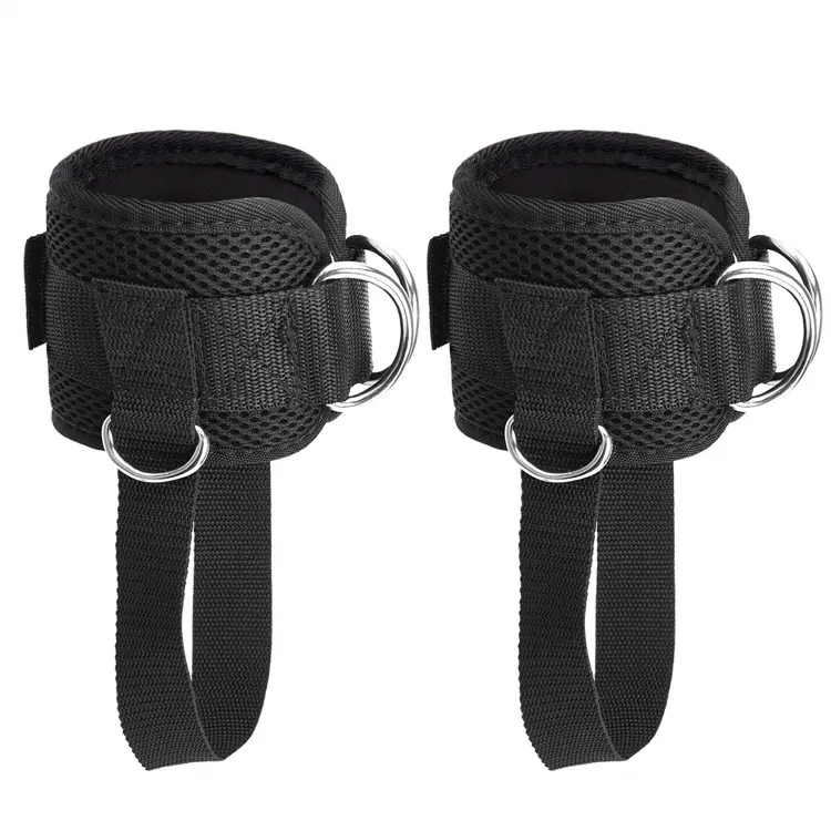 Adjustable 4 D-Ring Ankle Straps Gym with Foot Strap Cable Machine Fitness Thigh Glute Exercises Padded Ankle Cuffs Accessories