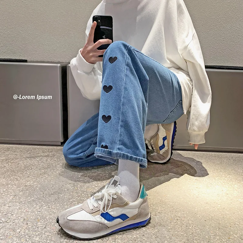 ICCLEK 2021 New Jeans Men's Jeans Loose Trousers  Men Jeans Pants  Jeans for Men  Mens Jeans  Kpop Clothes  Streetwear Men