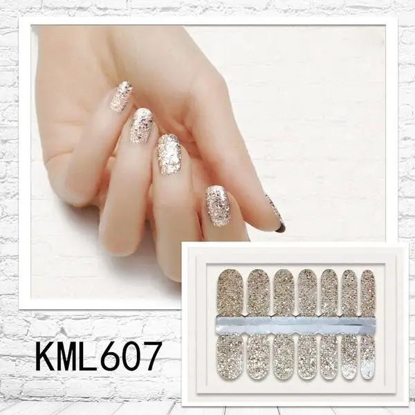 MeterMall 14 шт. полное покрытие DIY самоклеющаяся клейкая оберточная бумага наклейки для ногтей наклейки для дизайна ногтей аксессуары для ногтей Пудра с жемчужным блеском эффект