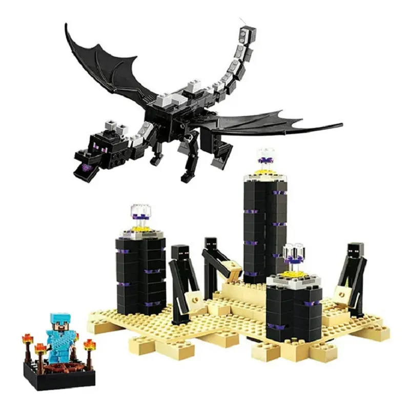 

The Ender Dragon Building Blocks With Steve Action Figures Compatible LegoINGlys MinecraftINGlys Sets Toys For Children 21117