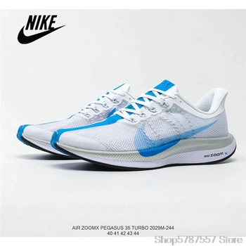 

Original Nike Zoom Pegasus 35 Turbo Pegasus Technology Running Shoes Men's Size 40-45 Gray blue hook