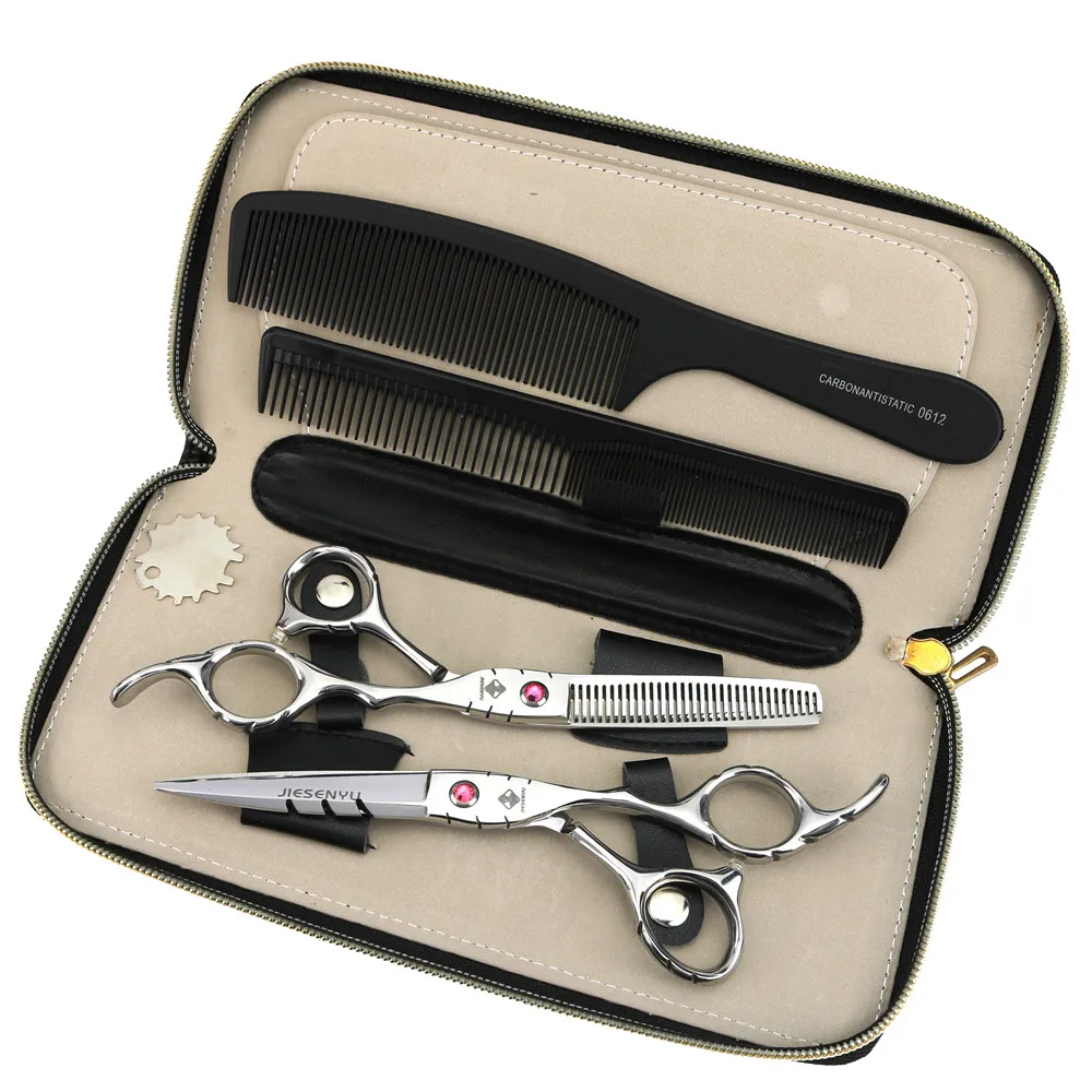 

High-grade silver 6.0 inch pink diamond screw personality design simple hairdressing scissors hair stylist must-have set afforda