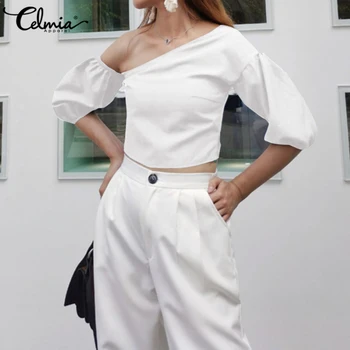 

Celmia Fashion Summer Off Shoulder Blouse Women Half Sleeve Sexy Vintage White Shirts Casual Top Office Blusas Oversized Femme 7