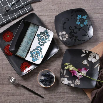 

Japanese-style Restaurant Home Dinner Plates Steak Plate Dishes Creative Hand-painted Salad Snack Plate Tableware Set LA912