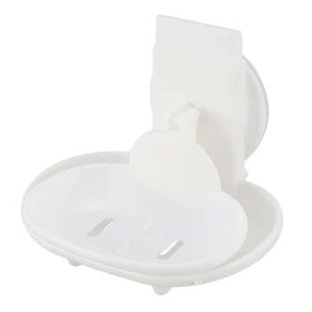 

Double Soap Dish Strong Suction Soap Holder Cup Tray for Shower Bathroom (White)