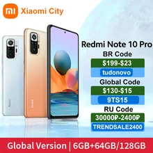 Xiaomi Redmi Note 10 Pro 6GB 8GB 64GB 128 GO 108mp quad caméra Snapdragon 732G 6.67 "120Hz ÉCRAN AMOLED NFC 