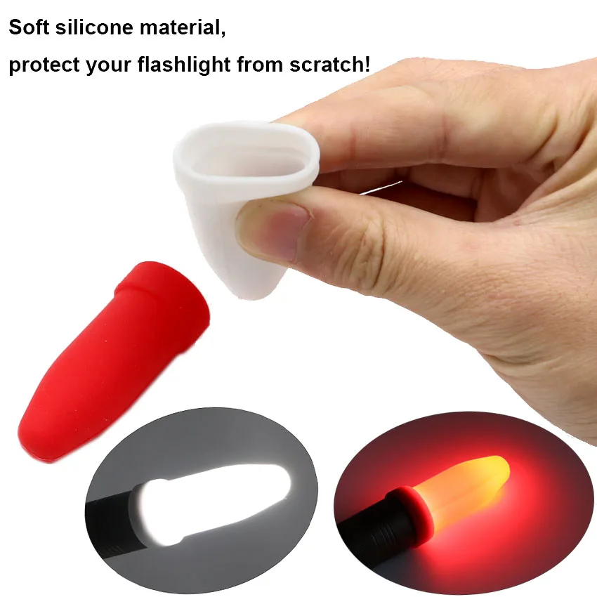 Elastic Silicone Flashlight Diffuser Red White For Diameter 20mm To 25mm AA 18650 S2 S2+ S3 S4 S5 S6 S7 S8 Torch