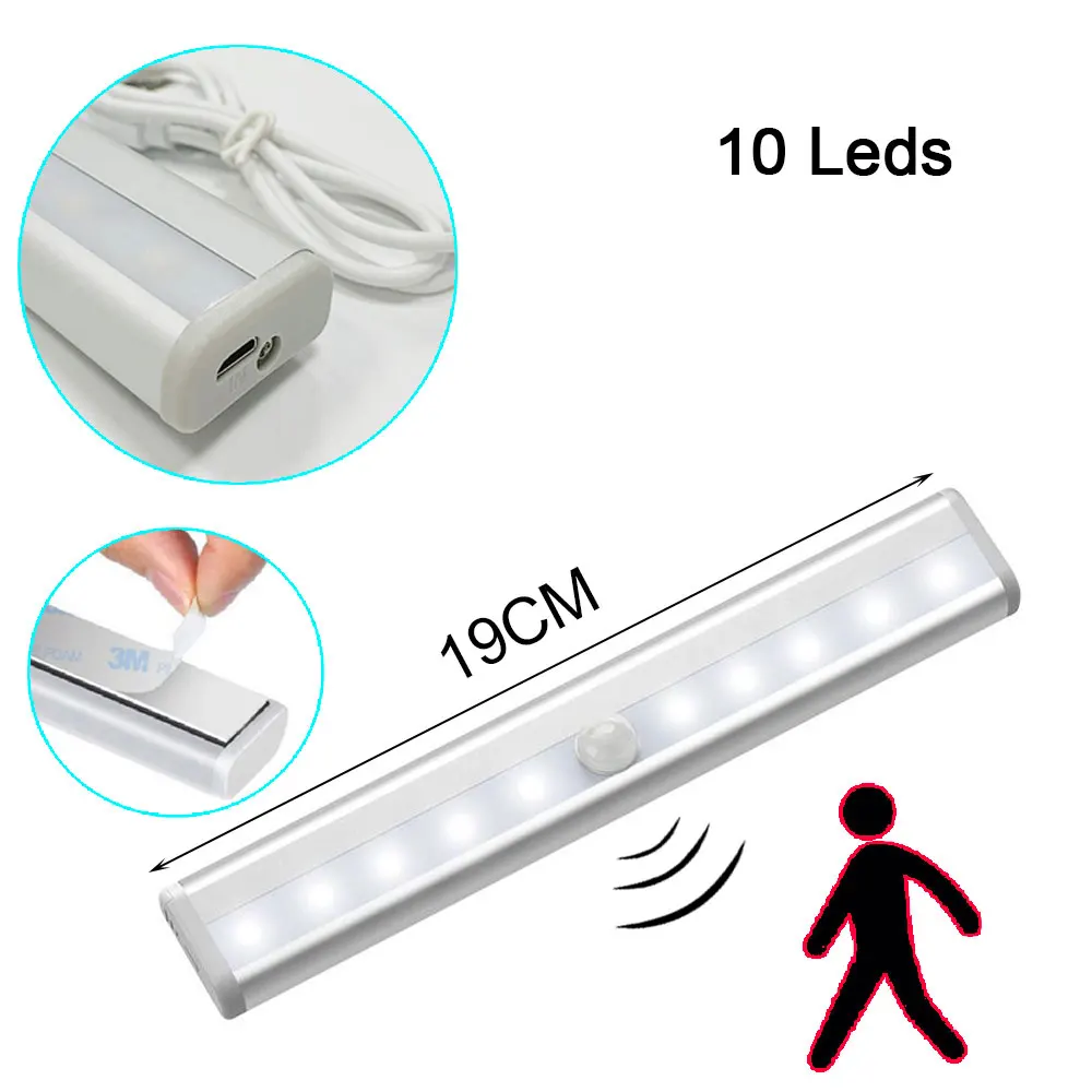 night lamp for bedroom Zoyaloo LED Night light USB Charging Ultra-thin LED Motion Sensor Under Cabinet Lights For Kitchen Closet Wardrobe Corridor motion sensor night light Night Lights