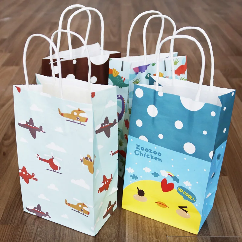 

2pcs Animal Paper Bag Candy Bag Happy Birthday Wedding Gift Packing Paper Bag with Handle Shopping Bags Kids Party Decoration