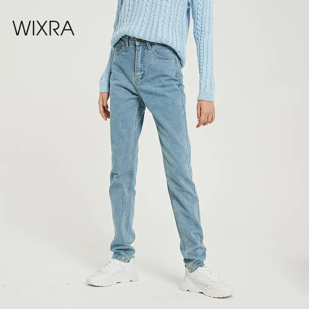 Cena Wixra Basic Jeans miękkie spodnie szarawary dżinsowe kobiece proste wszystkie mecze podstawowe wysokiej talii dżinsy Femme długie spodnie dżinsowe dla kobiet