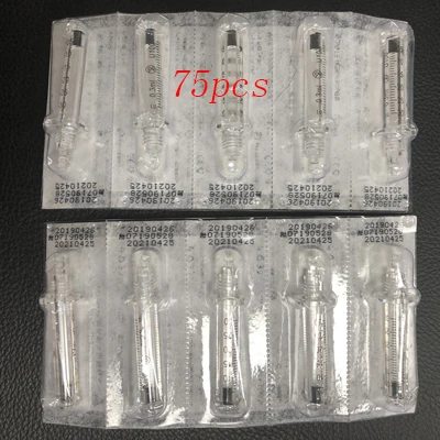 75pcs ampoule 0,3 мл одноразовая Стерильная головка ампула для гиалуроновой ручки гиалуронический пистолет бесплатно иглы расходные материалы против морщин воды шприц - Номер модели: 75pcs ampoule
