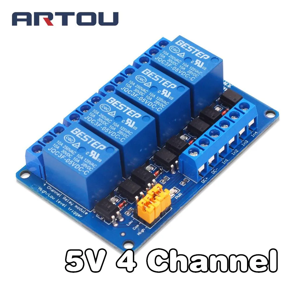 4-Channel 5V Relay Module High and Low Level Trigger with Opto Isolation Arduino 