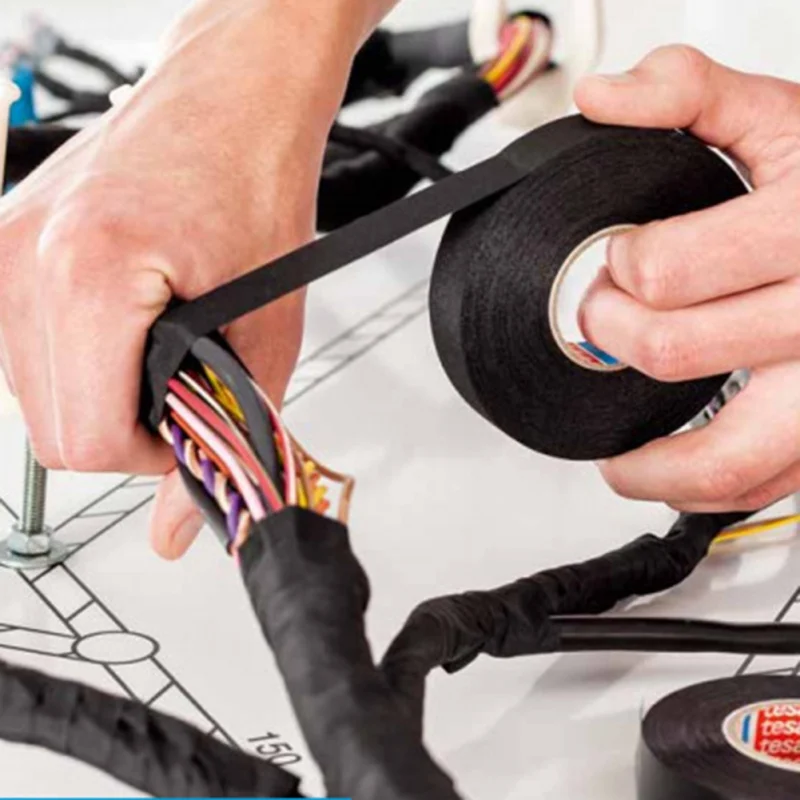 

Heat-resistant Adhesive Cloth Fabric Tape For Car Auto Cable Harness Wiring Loom Protection Width 9/15/19/25/32MM Length 15M