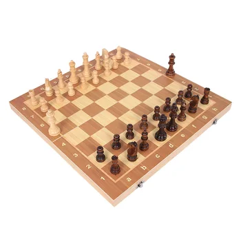 

Wooden International Chess Set Board Game Foldable Magnetic Folding Board Packaging Word Chess