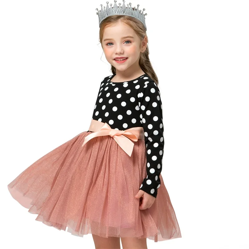 Платье с длинными рукавами для девочек; повседневная детская одежда; От 2 до 6 лет платье-пачка для дня рождения; праздничная одежда; одежда для детей; vestidos